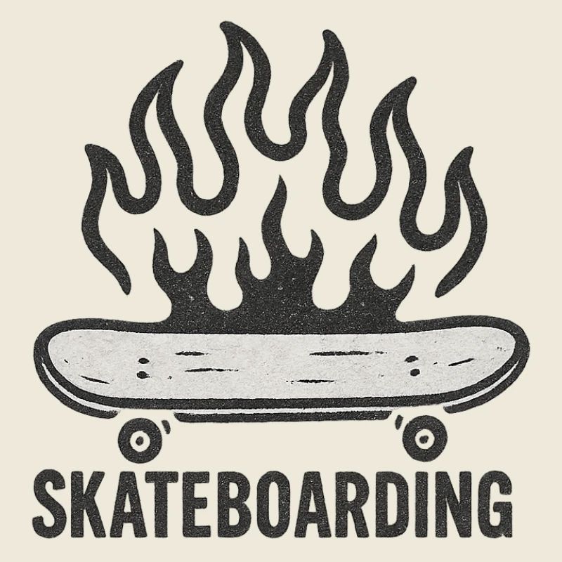 Flammen Skateboarding Illustration