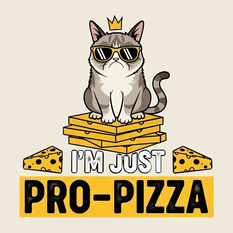 Katzen-Pizza mit Sonnenbrille und Krone