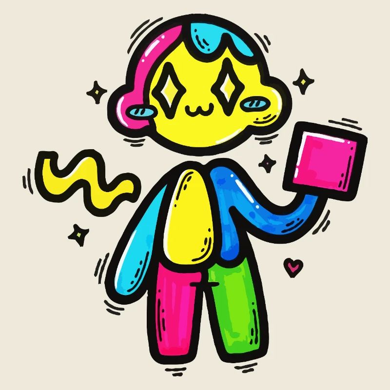 Robot Doodle coloré avec bloc