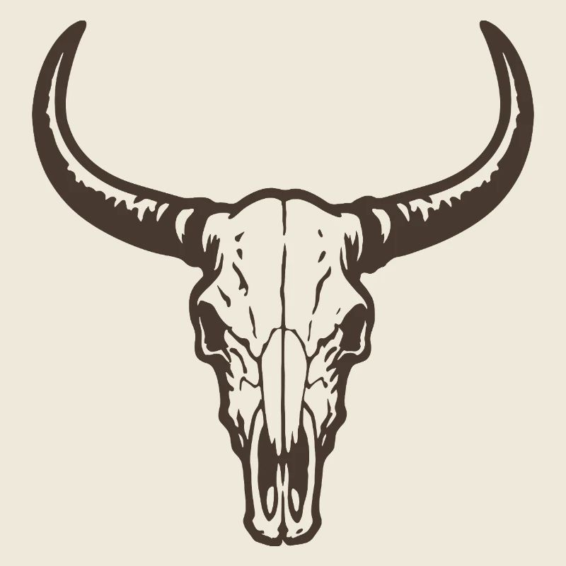 Crâne à tête de taureau avec cornes - Style western