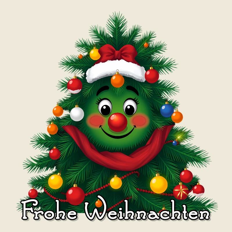 Fröhlicher Weihnachtsbaum mit Gesicht