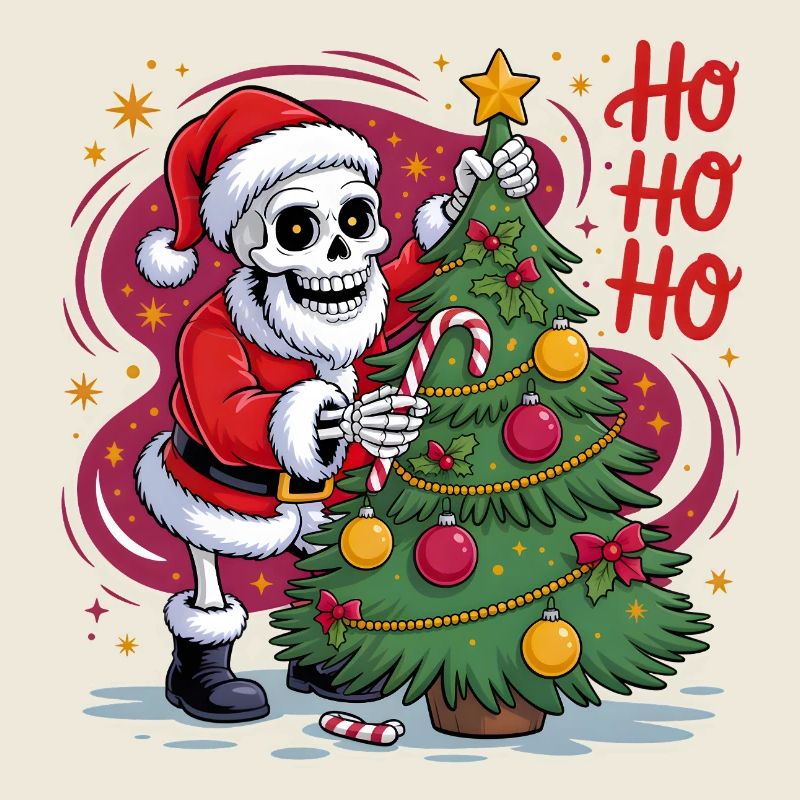 Squelette Père Noël décore arbre