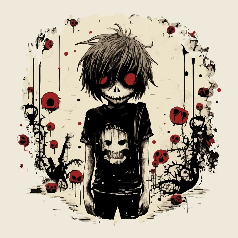 Red-Eyed Skull Kid – Emo Comic Design