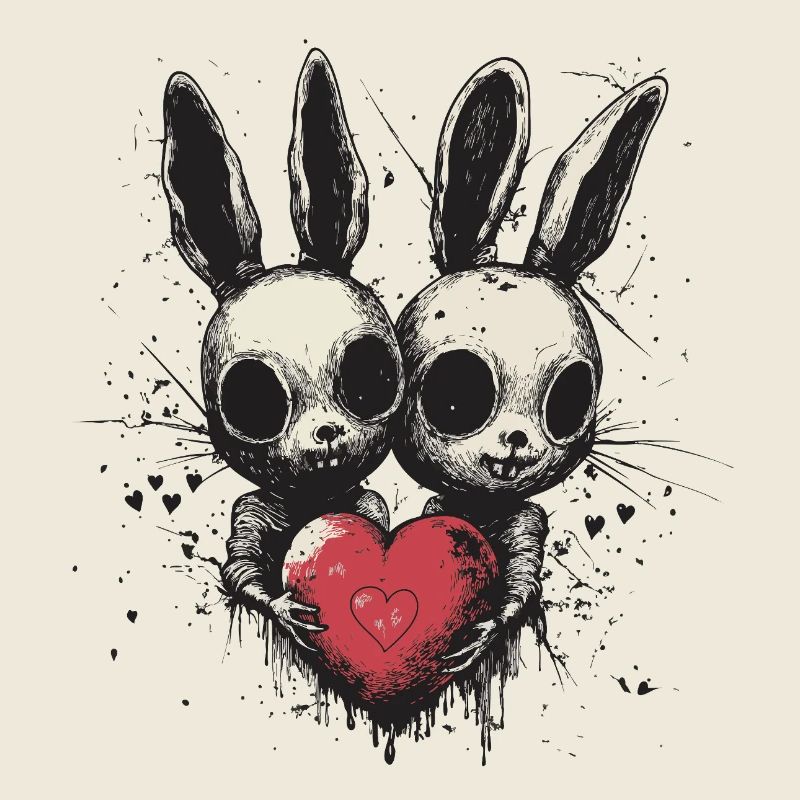 Gothic Easter Bunny Love – Zwei Hasen mit Herz