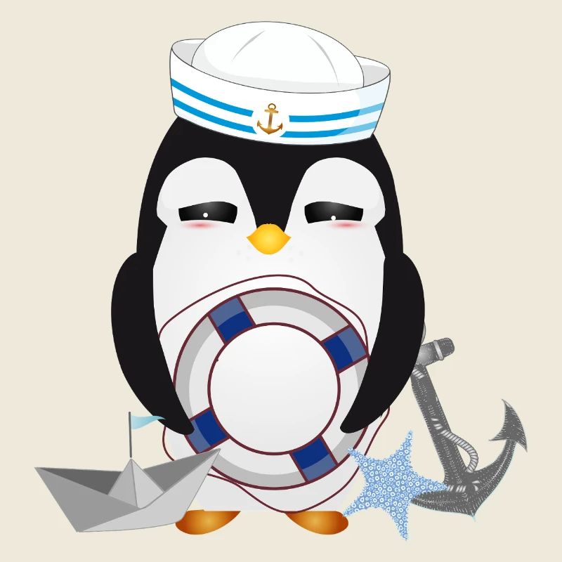 Pingouin mignon comme un marin dans un look marine