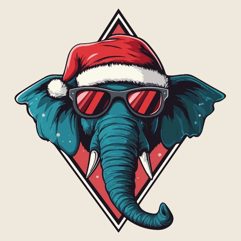 Père Noël éléphant avec des lunettes de soleil
