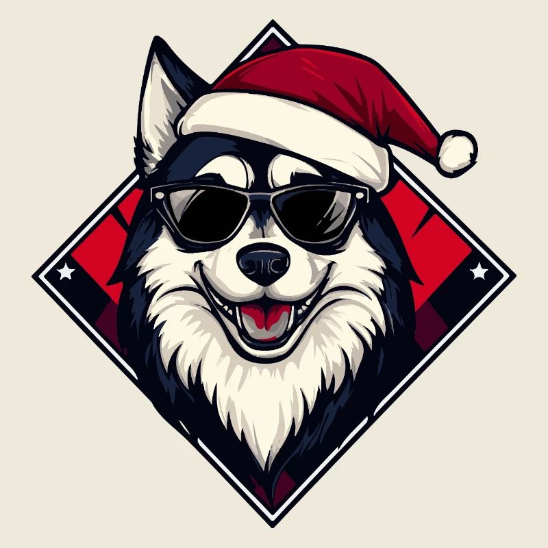 Père Noël Husky avec lunettes de soleil