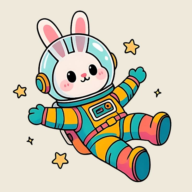 Lapin astronaute coloré