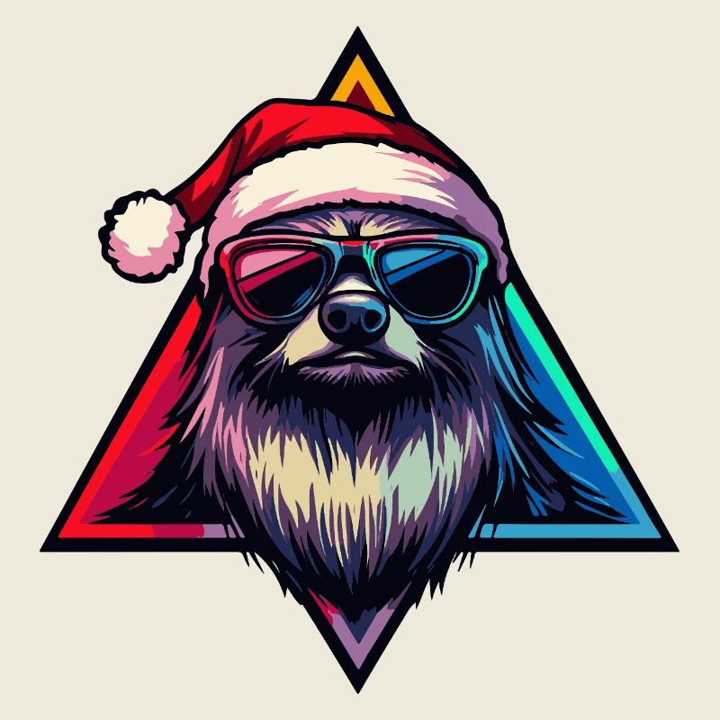 Neon Santa Hund mit Sonnenbrillen