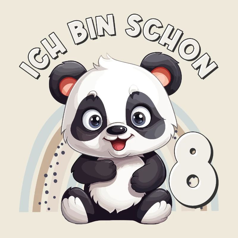 8th Birthday Panda Bear Rainbow Cute Cute