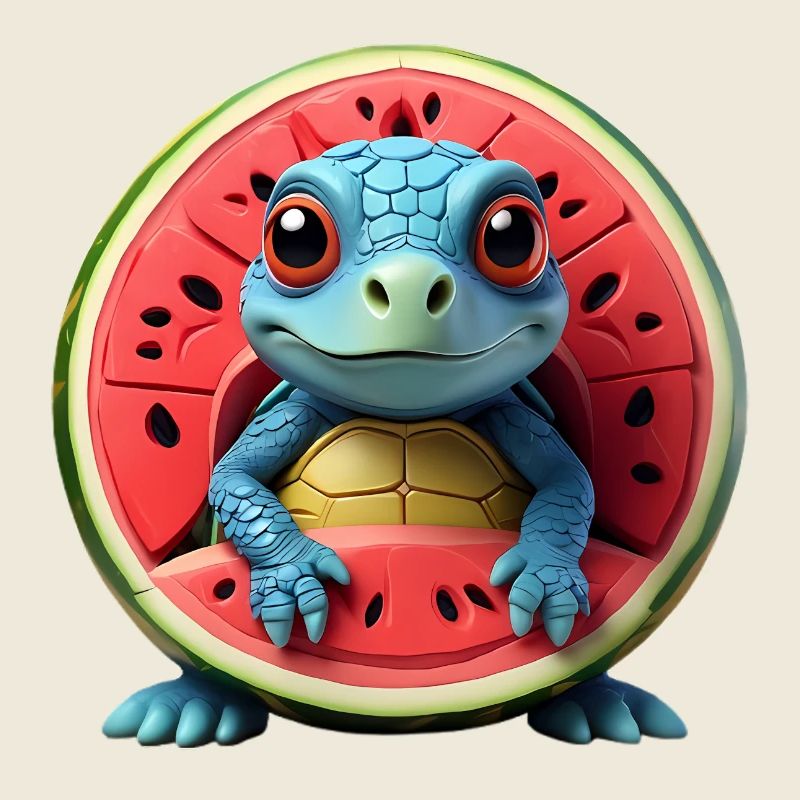 Tortue melon dans le cœur du fruit