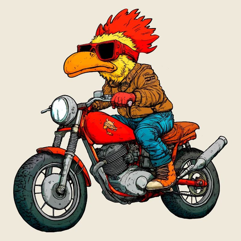 Motorradfahrer Huhn