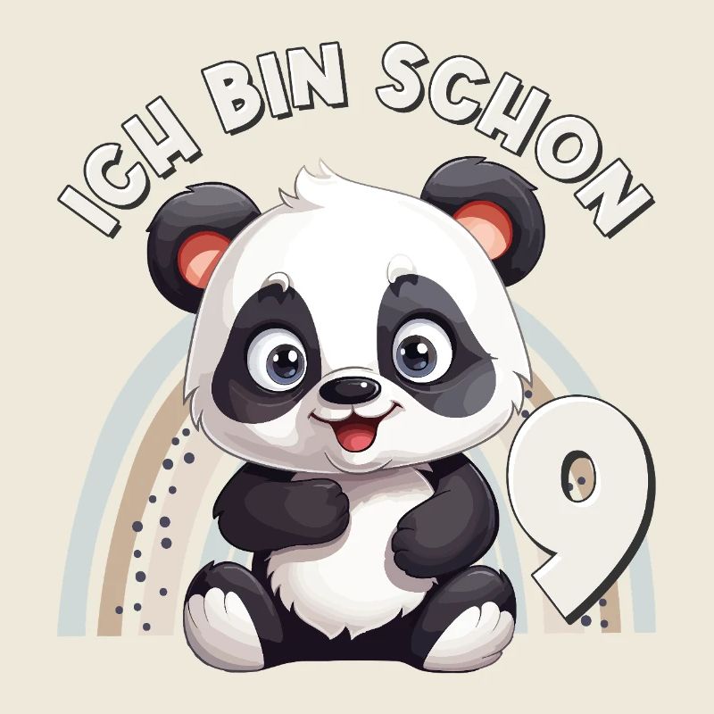 9ème anniversaire Panda Ours Arc-en-ciel Mignon Mignon