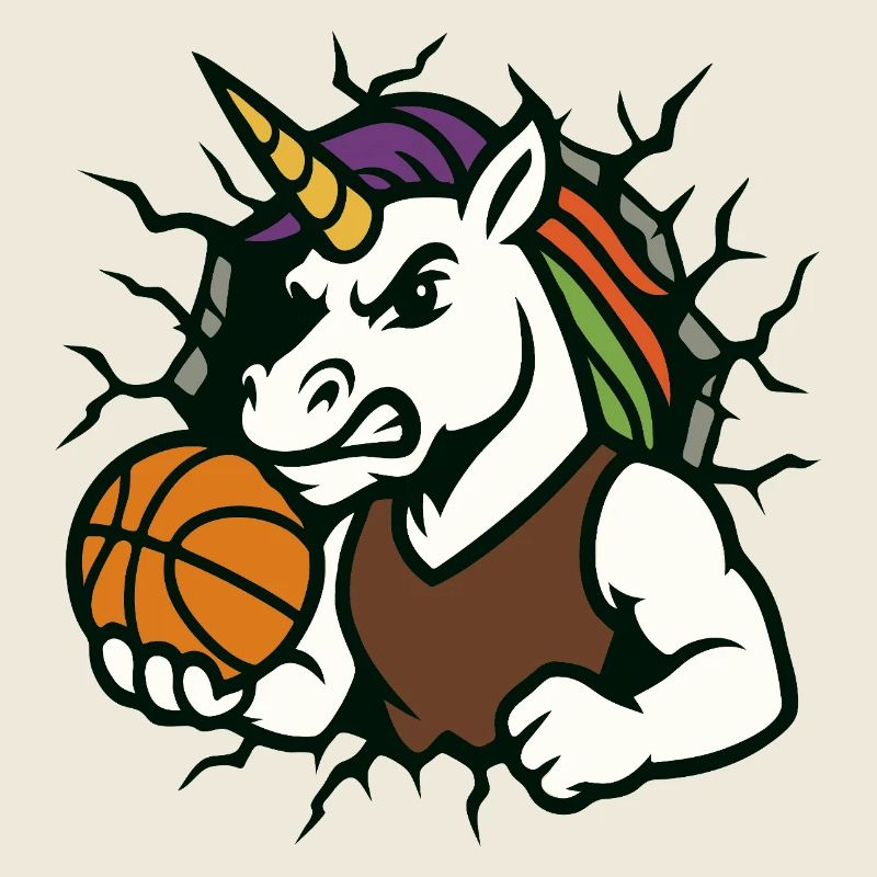 La mascotte de basketball licorne perce