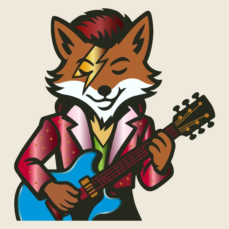 Rocking Fox à la guitare électrique – Illustration musicale