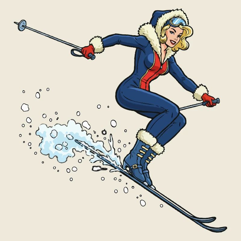 Femme sur le ski dans la neige