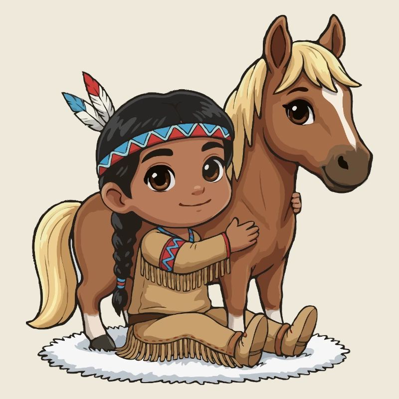 Indianerkind mit Pferd