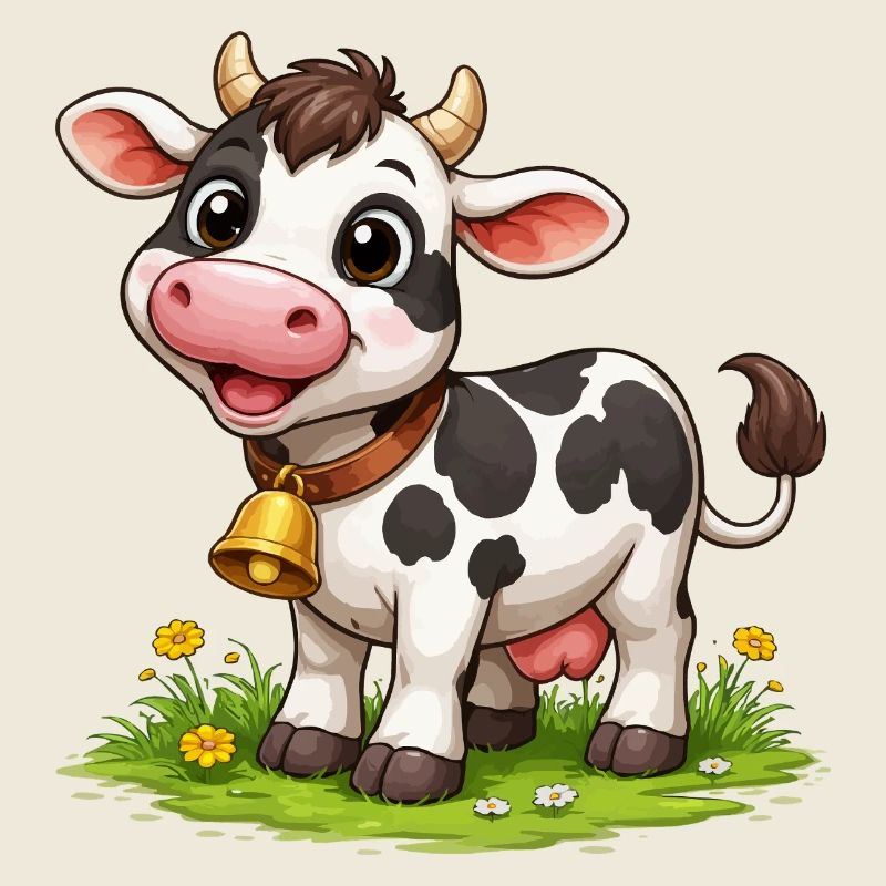 Kuh mit Glöckchen auf Weide