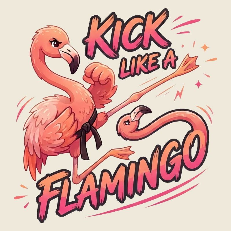 Flamingo Karate Sprüche Kickt wie ein Flamingo