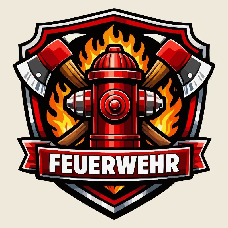 Fire Brigade Logo with Fire Hydrant and Flames