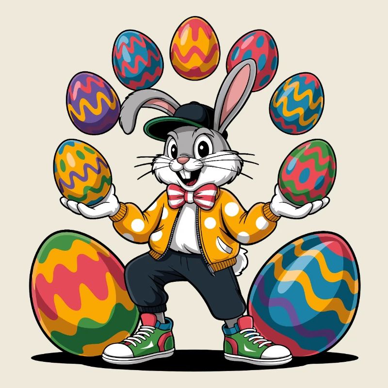 Osterhase mit bunten Eiern