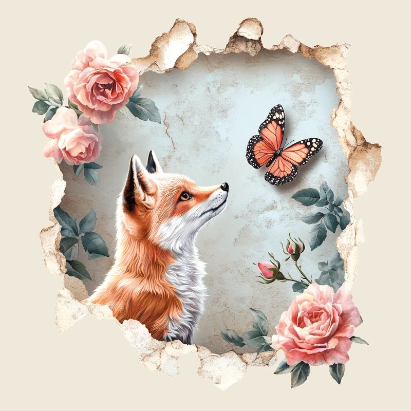 Fuchs mit Schmetterling