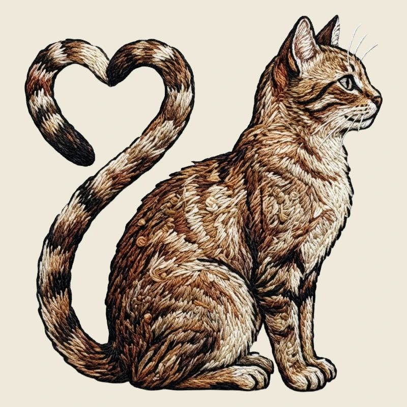 Amour des chats dans un look brodé (imprimé)