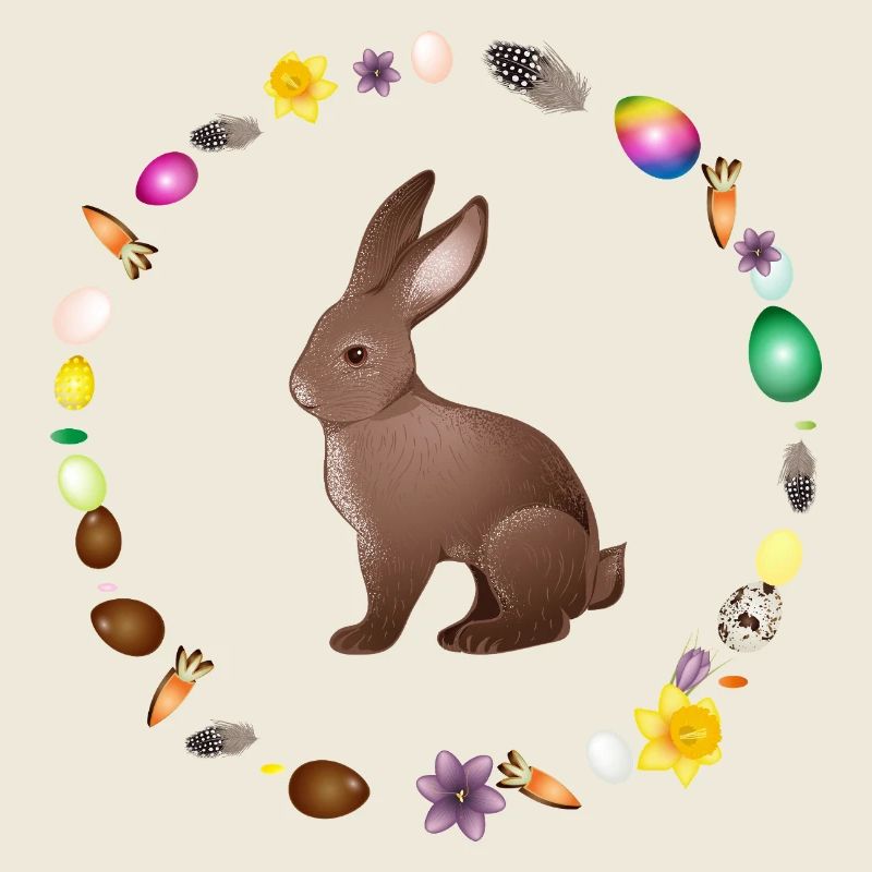 Lapin de Pâques dans la couronne de printemps de Pâques