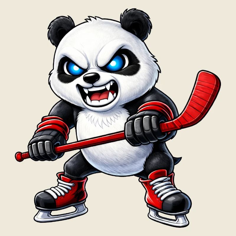 Süßer Panda Eishockeyspieler Aggressiver Hockey Ca