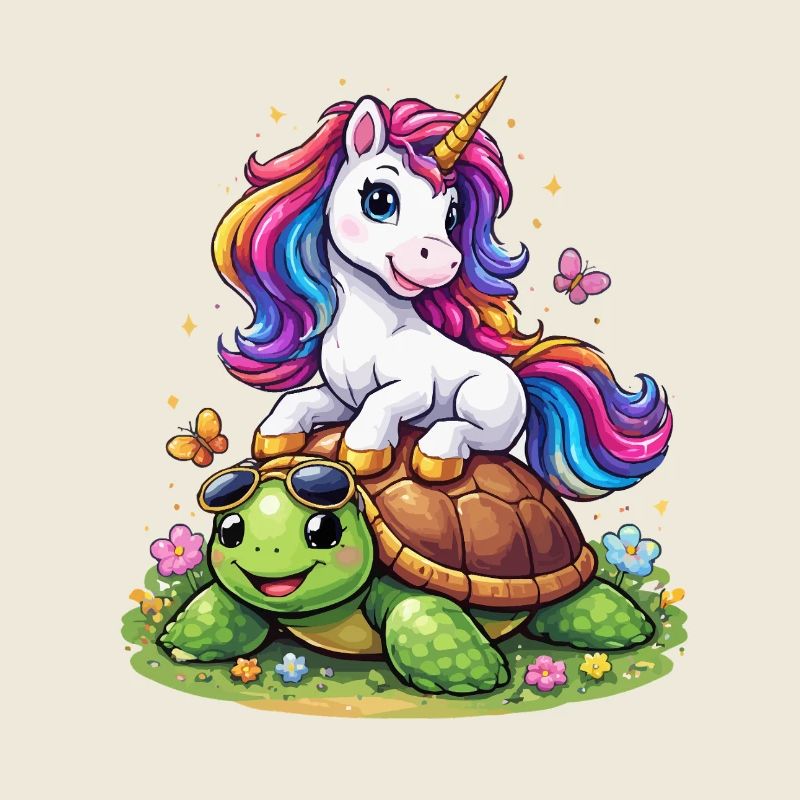  Einhorn auf Schildkröte