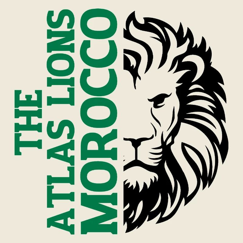 Vertikale Marokko-Typografie mit AtlasLion