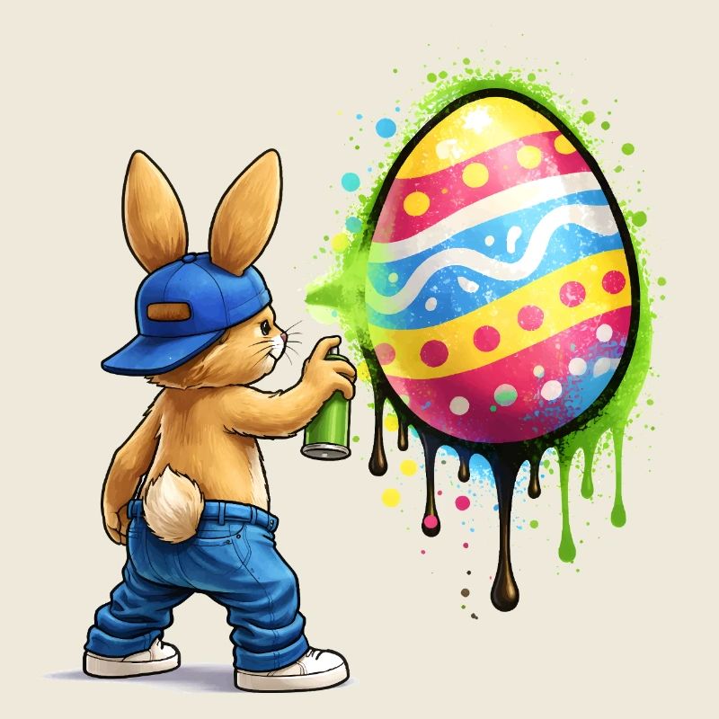 Graffiti bunny with Easter egg