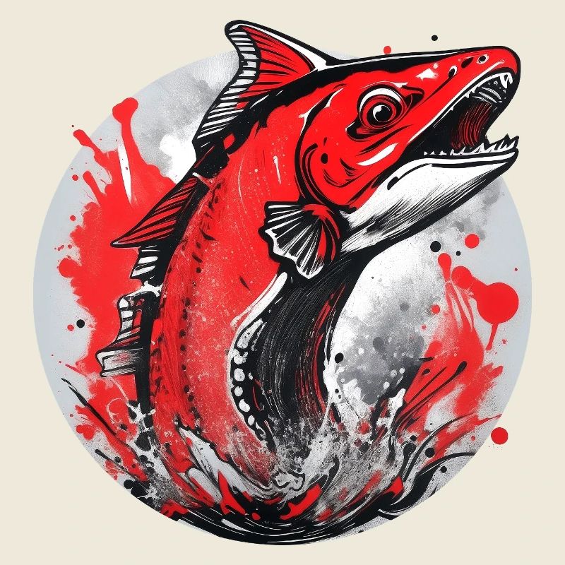 Saut saumon rouge - Poisson - Pêcheur