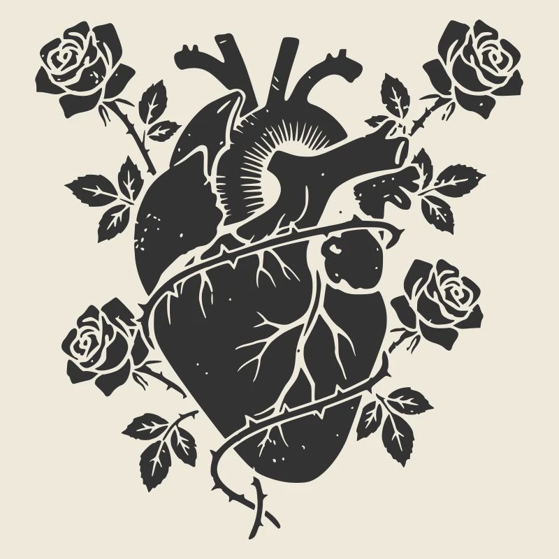 Anatomisches Herz Rosen Gothic
