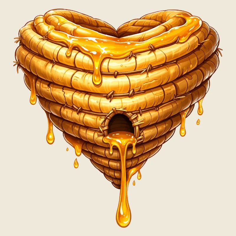 Herz Bienenkorb mit Honig Illustration 