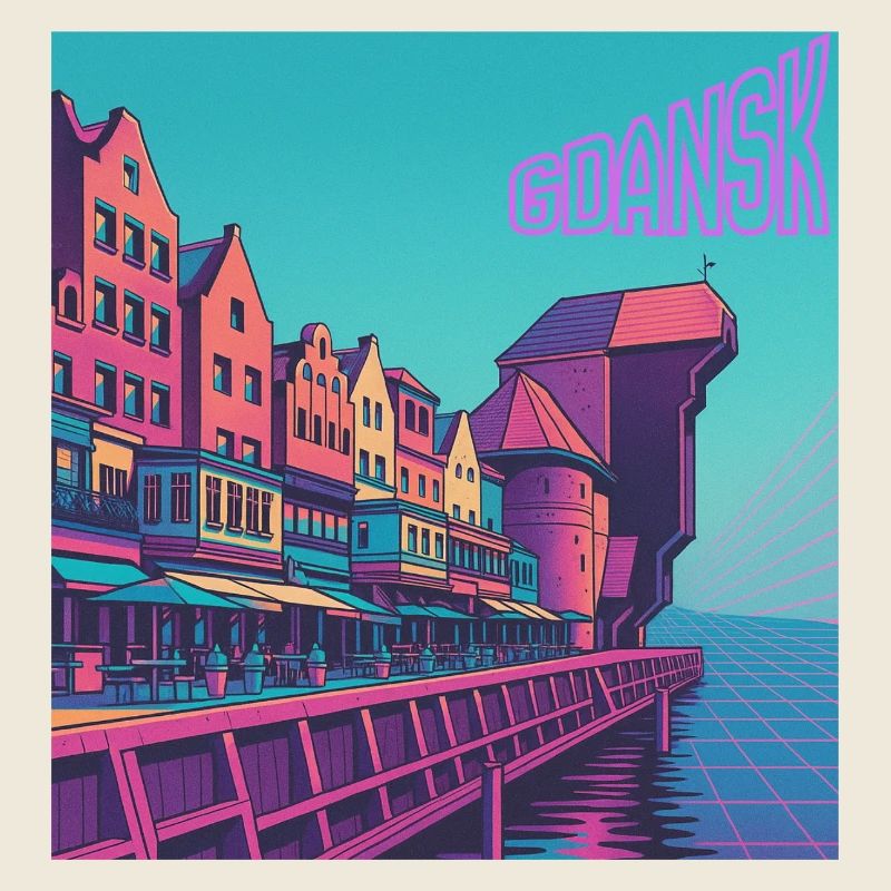 Gdansk Hafen Neon Farben