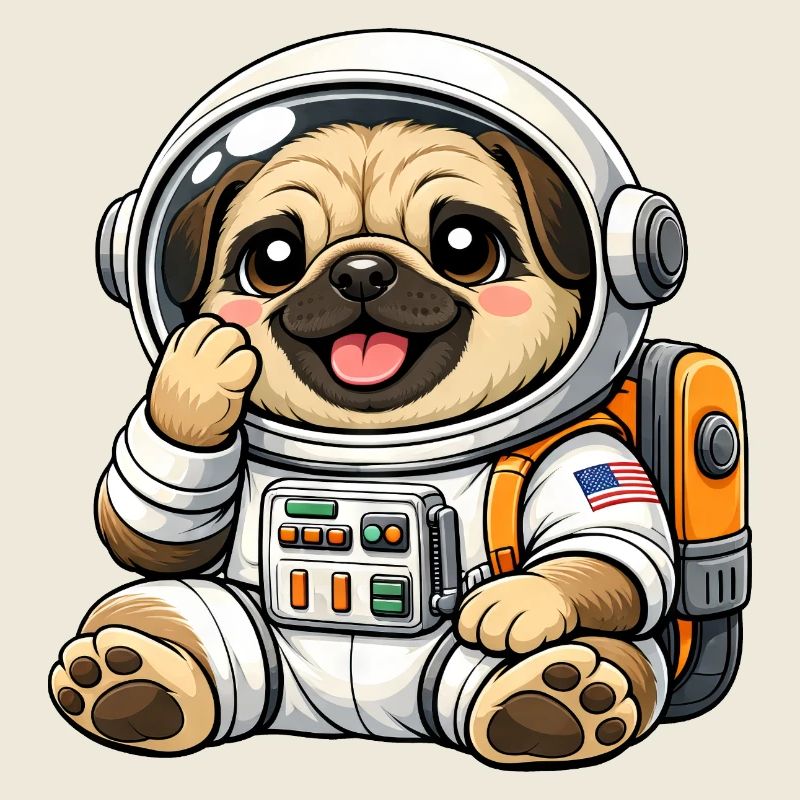 Cute Pug Astronaut Space Explorer Cartoon