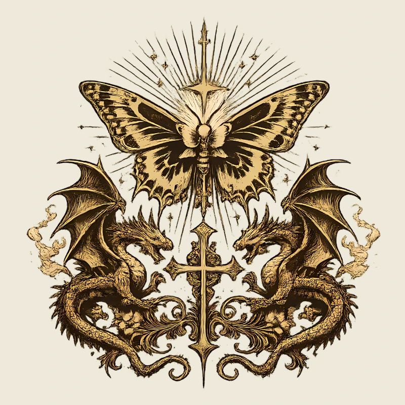 Papillon occulte avec dragon – Gothic Dark