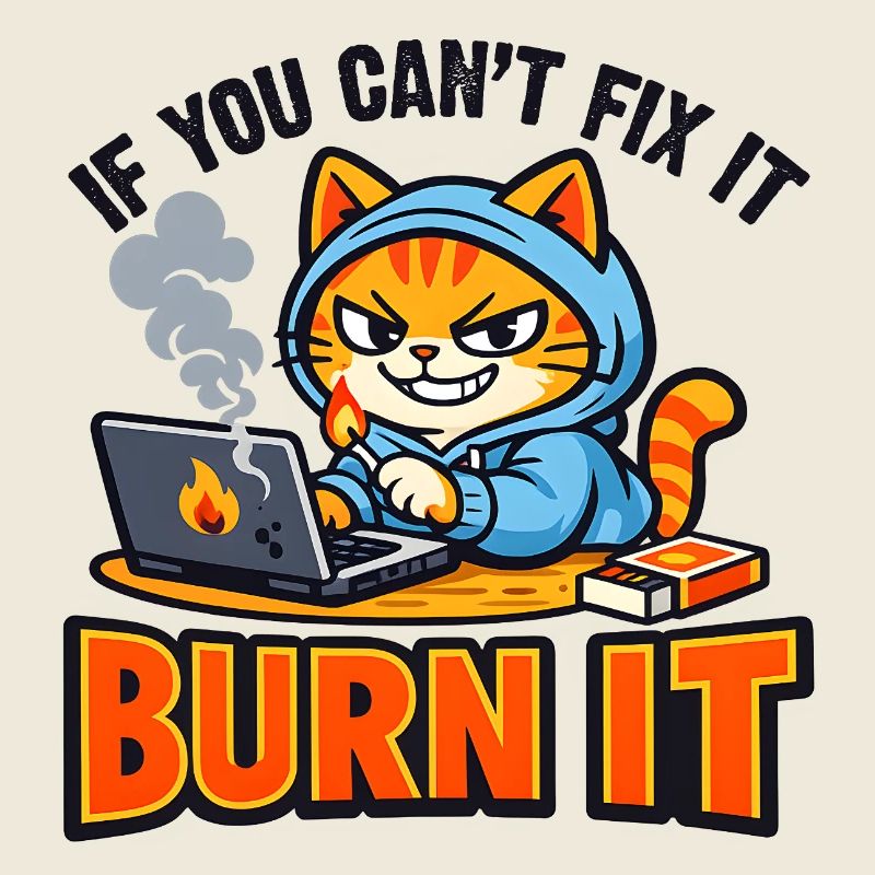 Computer Scientist Cat Burn It - Funny Saying