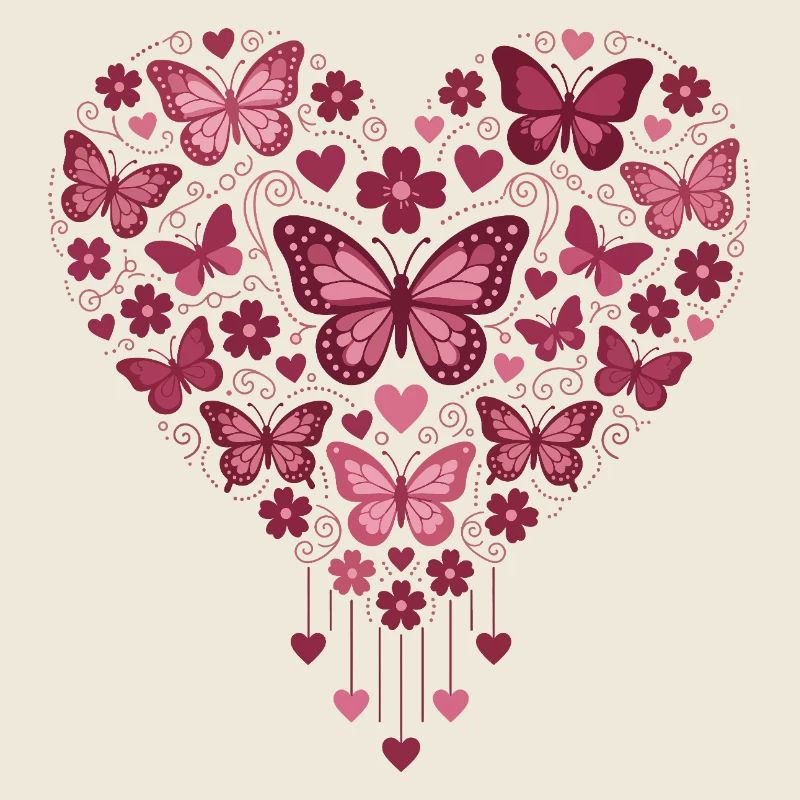 Cœur Papillon Fleuri Éclat