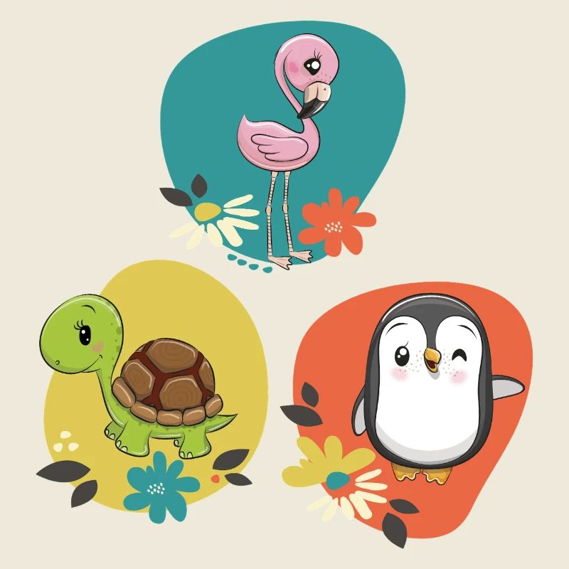 Flamingo Turtle Penguin