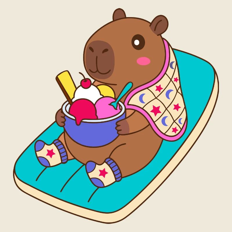Capibara Sundae sur une plage Float - mode vacances