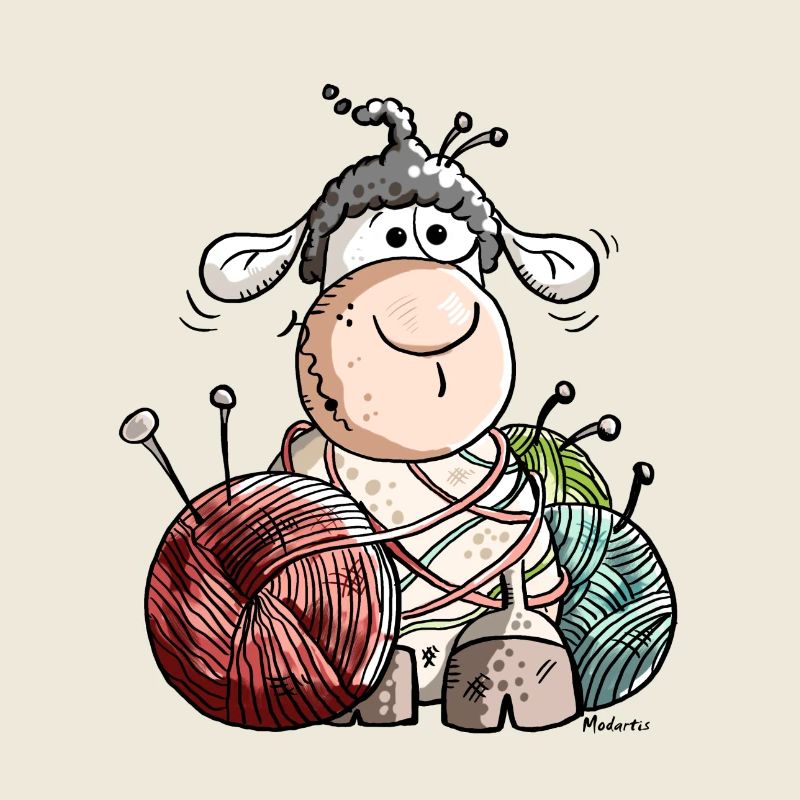 Funny Sheep With Wool Ball