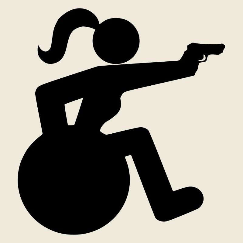Schießendes Rollstuhlmädchen. Rollstuhlsportlerin *