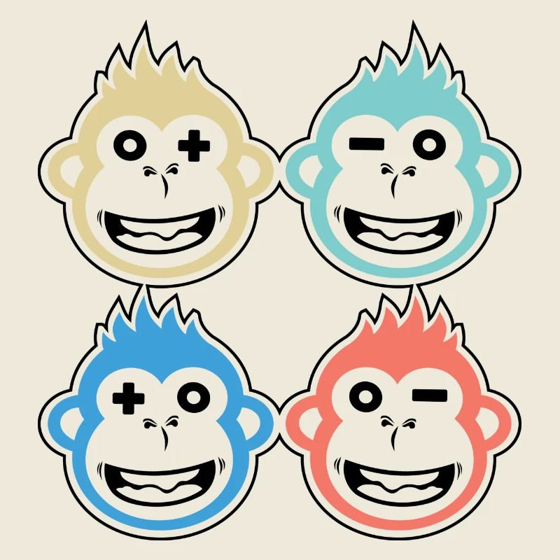 4 happy monkeys