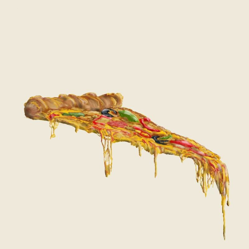 Tranche de pizza au fromage et braise