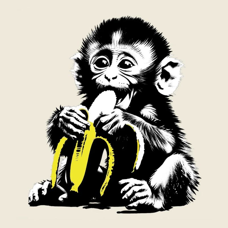 Verspieltes Affenmotiv mit Banane