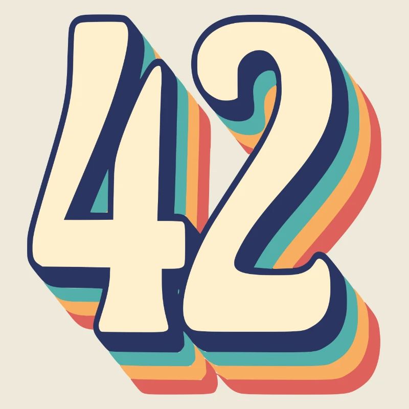 Vintage Retro T-Shirt Nummer 42 Zweiundvierzig
