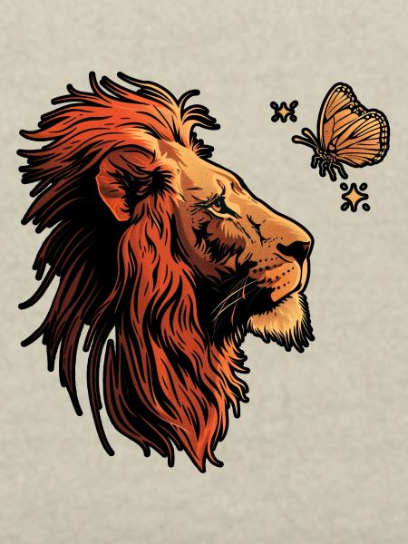 Lion with butterfly