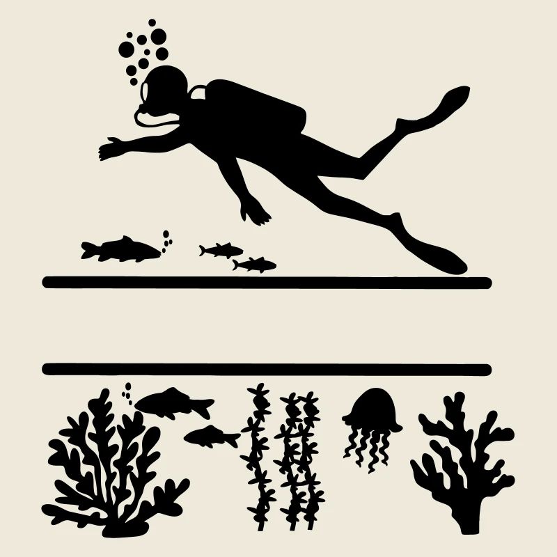 Diver underwater with fish and coral
